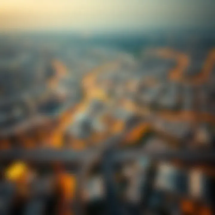 An aerial perspective of the urban development along the Dubai-Al Ain Road