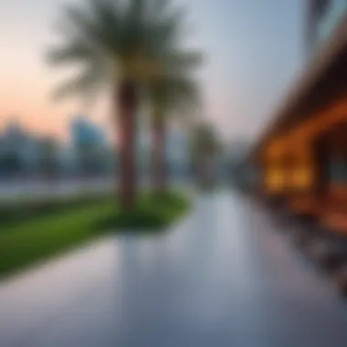 Outdoor area surrounding the gym, illustrating the scenic lifestyle of Dubai Hills