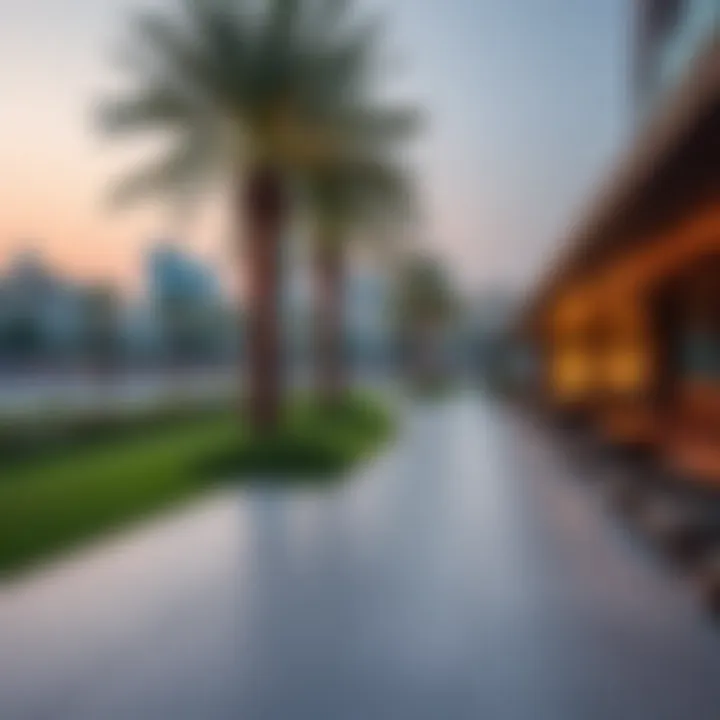 Outdoor area surrounding the gym, illustrating the scenic lifestyle of Dubai Hills