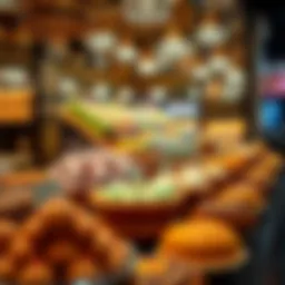 A vibrant display of traditional Arabic sweets showcasing intricate designs and colors.