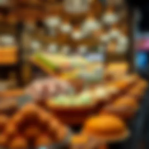 A vibrant display of traditional Arabic sweets showcasing intricate designs and colors.