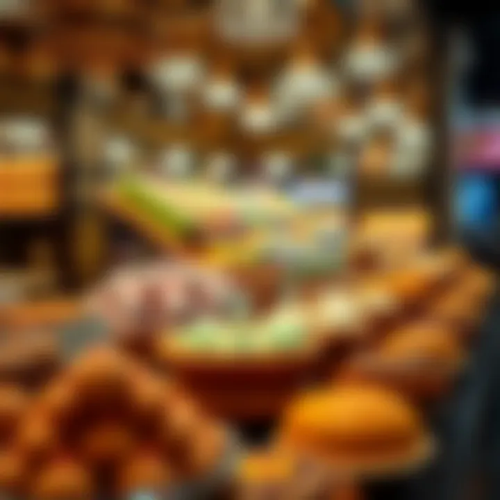 Traditional Arabic Sweets Display A vibrant display of traditional Arabic sweets showcasing intricate designs and colors.