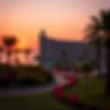 Luxurious view of the Five Palm Jumeirah resort at sunset
