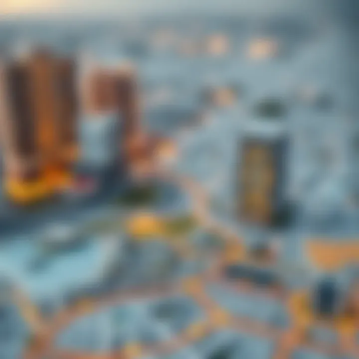 Map highlighting prime locations for serviced apartments in Dubai