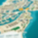 A detailed map showcasing the various zones of Dubai Land