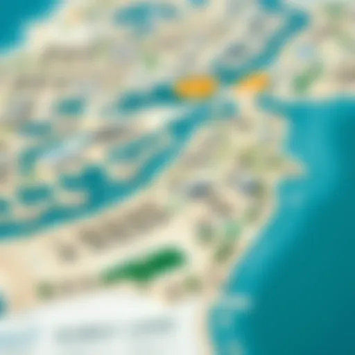 A detailed map showcasing the various zones of Dubai Land