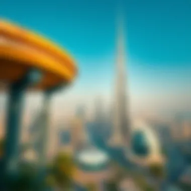 A stunning view of the Burj Khalifa from an adventure park