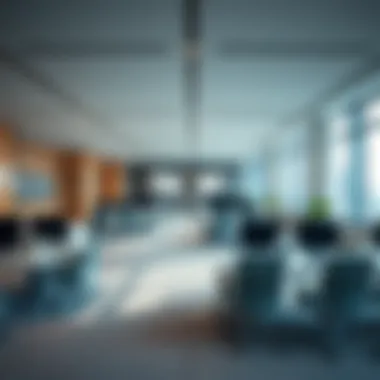 Contemporary Office Space Inside Ubora Tower Modern office interior showcasing workspace arrangement