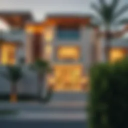 Luxurious villa exterior showcasing modern architecture