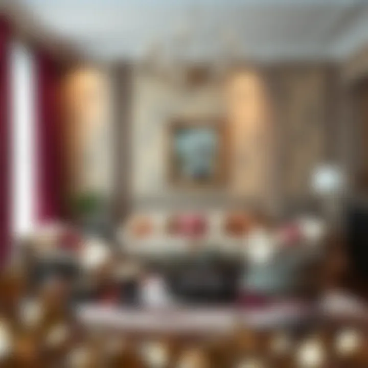 A stylishly decorated room featuring wallpaper