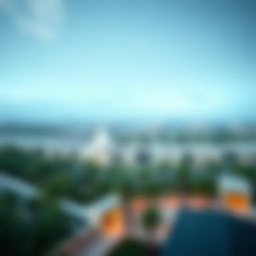 A panoramic view of Wasl Nook showcasing its architectural design and greenery