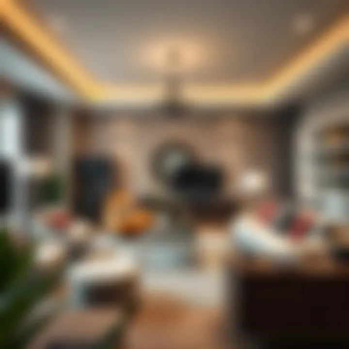 A cozy living room setup featuring various furniture styles