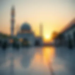 A serene view of a mosque during sunset in the UAE