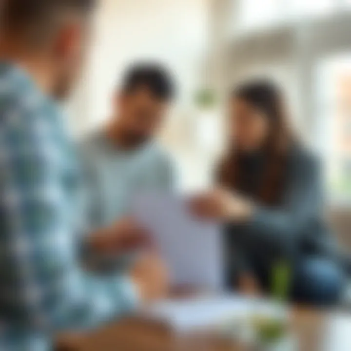 A family discussing logistics over a moving checklist