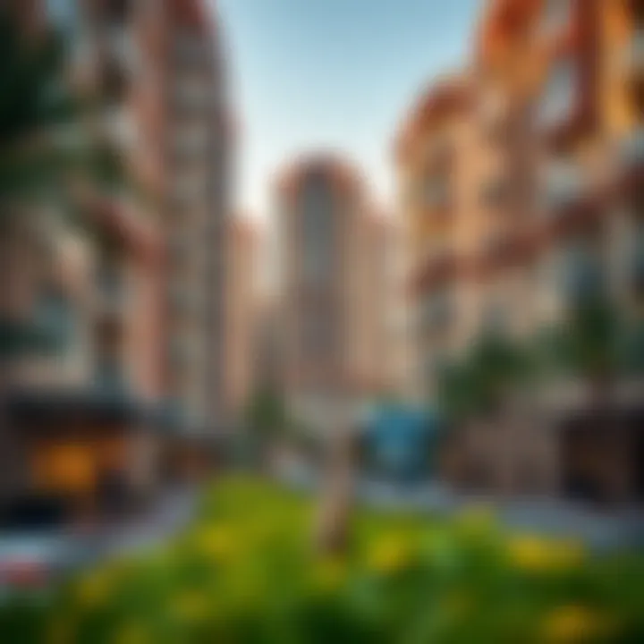 Residential Life Near International City Metro Station A vibrant residential area near International City Metro Station, highlighting urban living