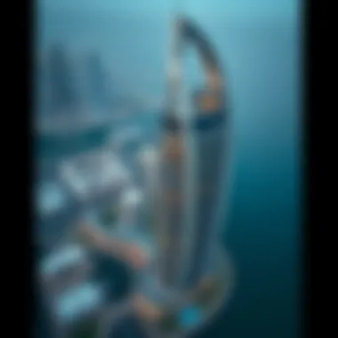 Aerial view of Iris Bay Tower showcasing its striking architecture