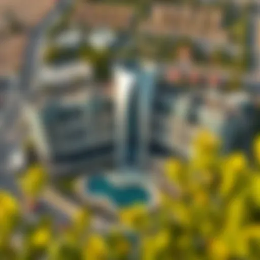 Aerial view of the Mercedes Benz Binghatti luxury development showcasing its unique architectural design