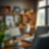 Freelancer's Creative Workspace in Dubai A modern workspace in Dubai showcasing a freelancer's setup with a laptop and coffee