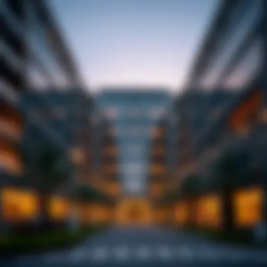 Modern architectural design of an office park building in Dubai