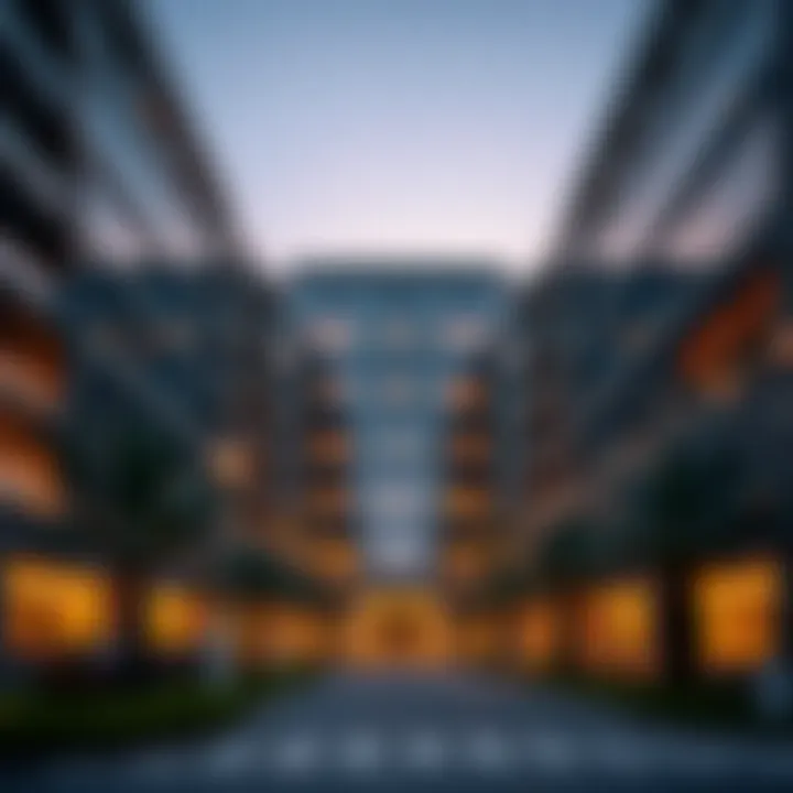 Modern architectural design of an office park building in Dubai