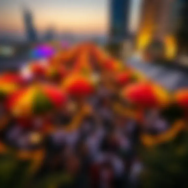 Celebrating Diversity in Dubai An aerial shot of a vibrant cultural festival in Dubai