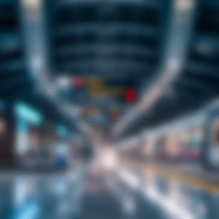 Interior of a Dubai Metro Station A modern Dubai Metro station interior highlighting ticketing and commuting options.