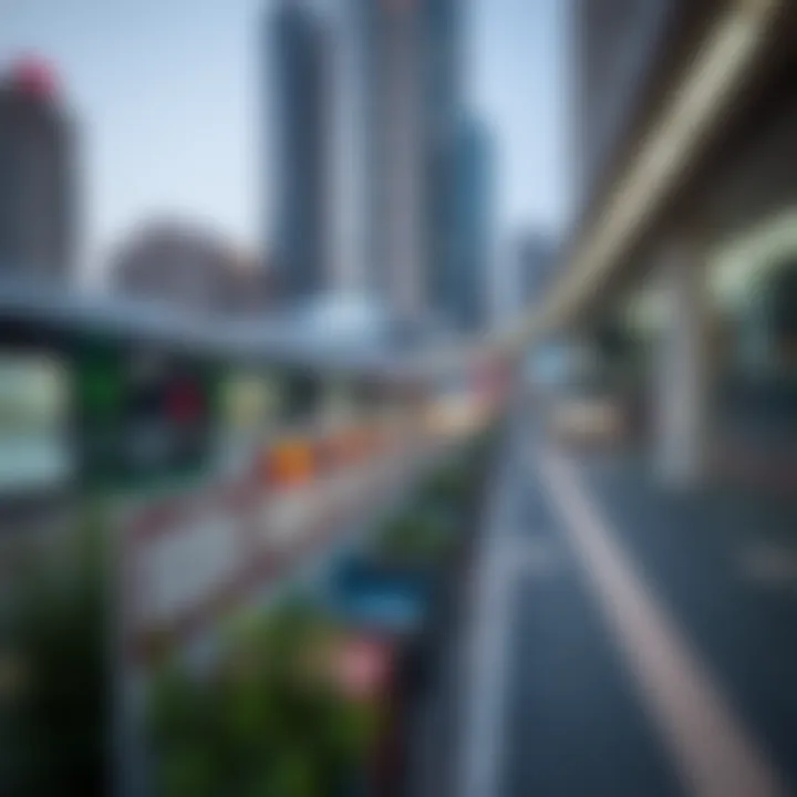 Neighborhood Accessibility via Dubai Metro Visual representation of neighborhoods linked by the Dubai Metro, illustrating accessibility.