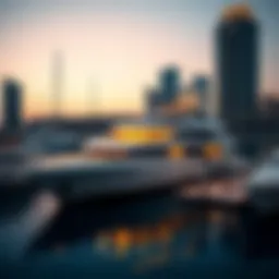 Luxurious yacht anchored at a Dubai marina