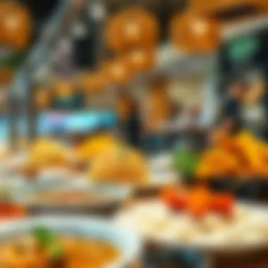 Cultural Fusion in Cuisine An artistic display of traditional and modern dishes highlighting cultural fusion.