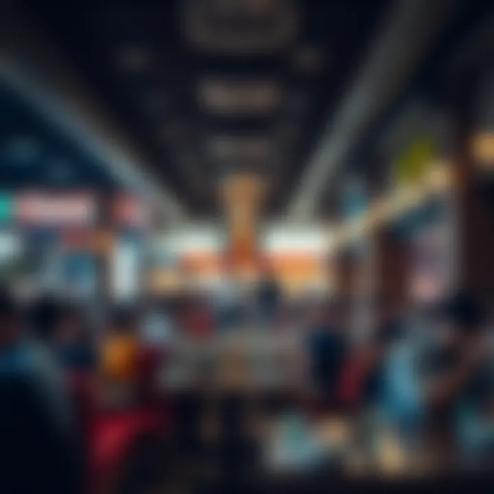 A cozy seating area filled with visitors enjoying their meals in a vibrant atmosphere.