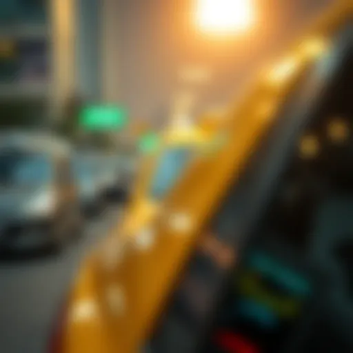 Modern taxi with card payment terminal in Dubai