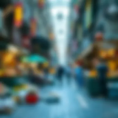 Immerse Yourself in the Energy of Dubai's Street Markets A vibrant street market scene in Dubai with colorful goods and street vendors