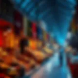 Experience the Vibrant Atmosphere of Traditional Markets A bustling traditional market in Dubai showcasing vibrant textiles and spices