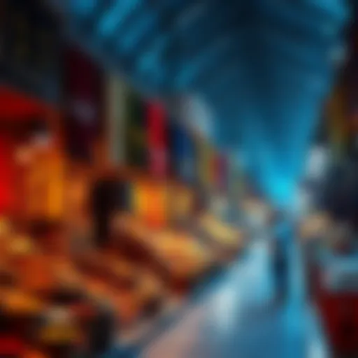 Experience the Vibrant Atmosphere of Traditional Markets A bustling traditional market in Dubai showcasing vibrant textiles and spices