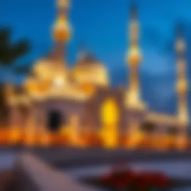 Mosques Adorned in Ramadan Glow An illuminated mosque during Ramadan nights