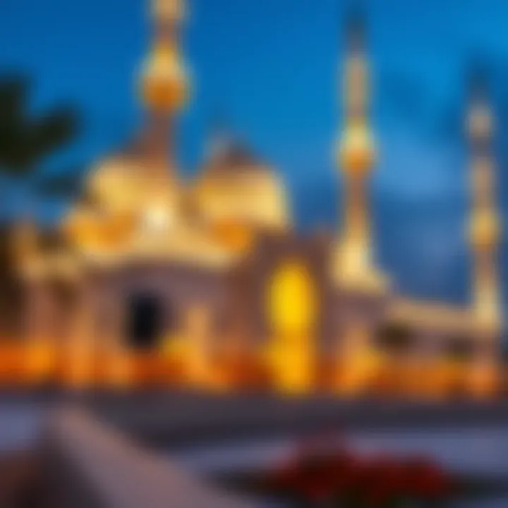 Mosques Adorned in Ramadan Glow An illuminated mosque during Ramadan nights