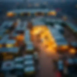 Aerial view of the Ras Al Khor auction site showcasing diverse goods