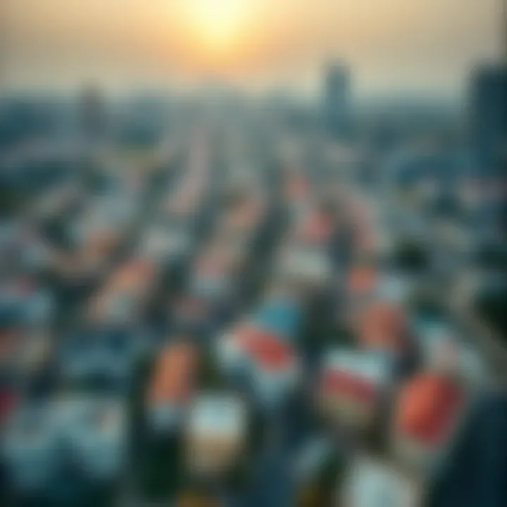 Diverse Neighborhoods of Dubai Aerial view of a vibrant neighborhood in Dubai reflecting real estate diversity