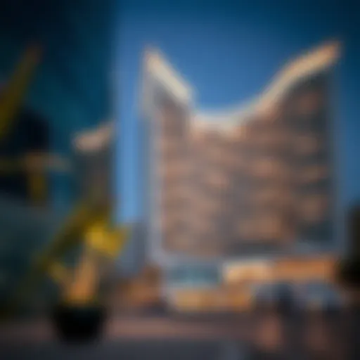 Modern architecture of Rove Downtown Hotel showcasing its unique design
