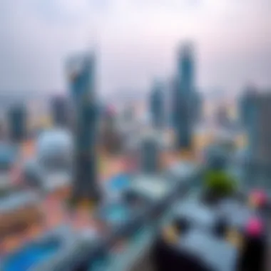 Stunning Panorama from Rove Downtown Panoramic view of downtown Dubai from Rove Downtown Hotel terrace
