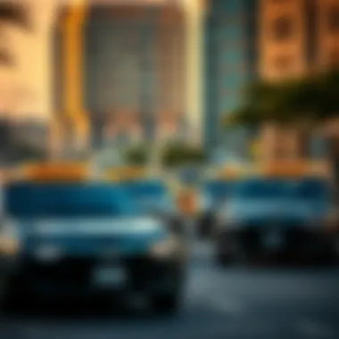 RTA Vehicles in Dubai Urban Landscape Urban landscape of Dubai with RTA vehicles