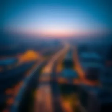 Panoramic view of Sheikh Mohammed Bin Rashid Road showcasing its infrastructure and surrounding developments