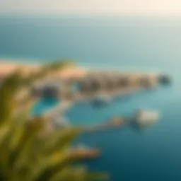 A breathtaking view of Shorfa Bay showcasing the serene waters and luxurious properties