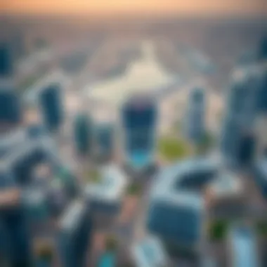 Aerial view of the surrounding area and its integration with the urban landscape