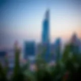 Stunning view of the Single Business Tower against the Dubai skyline