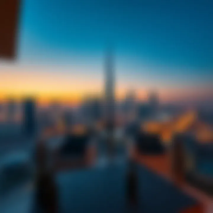 Breathtaking Dubai Skyline from a Penthouse Spectacular view from a penthouse balcony overlooking Dubai skyline