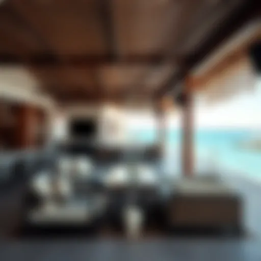 Luxurious Beachfront Lounge Luxurious beachfront lounge area with comfortable seating and stunning sea views