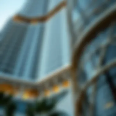 Design Details of Burj Vista Close-up of the intricate design elements of Burj Vista