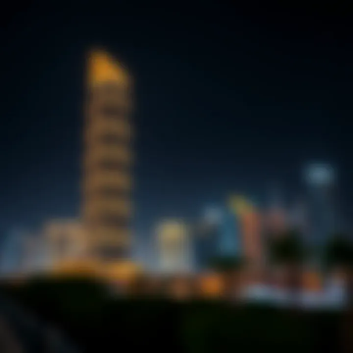 Burj Vista at Night Burj Vista illuminated at night highlighting its significance in the skyline