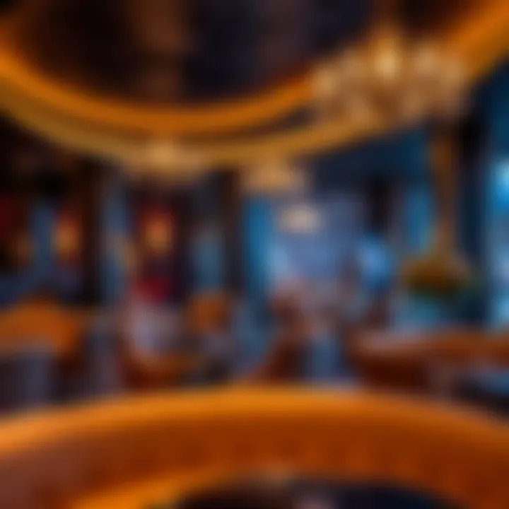 A luxurious shisha lounge with ambient lighting and plush seating